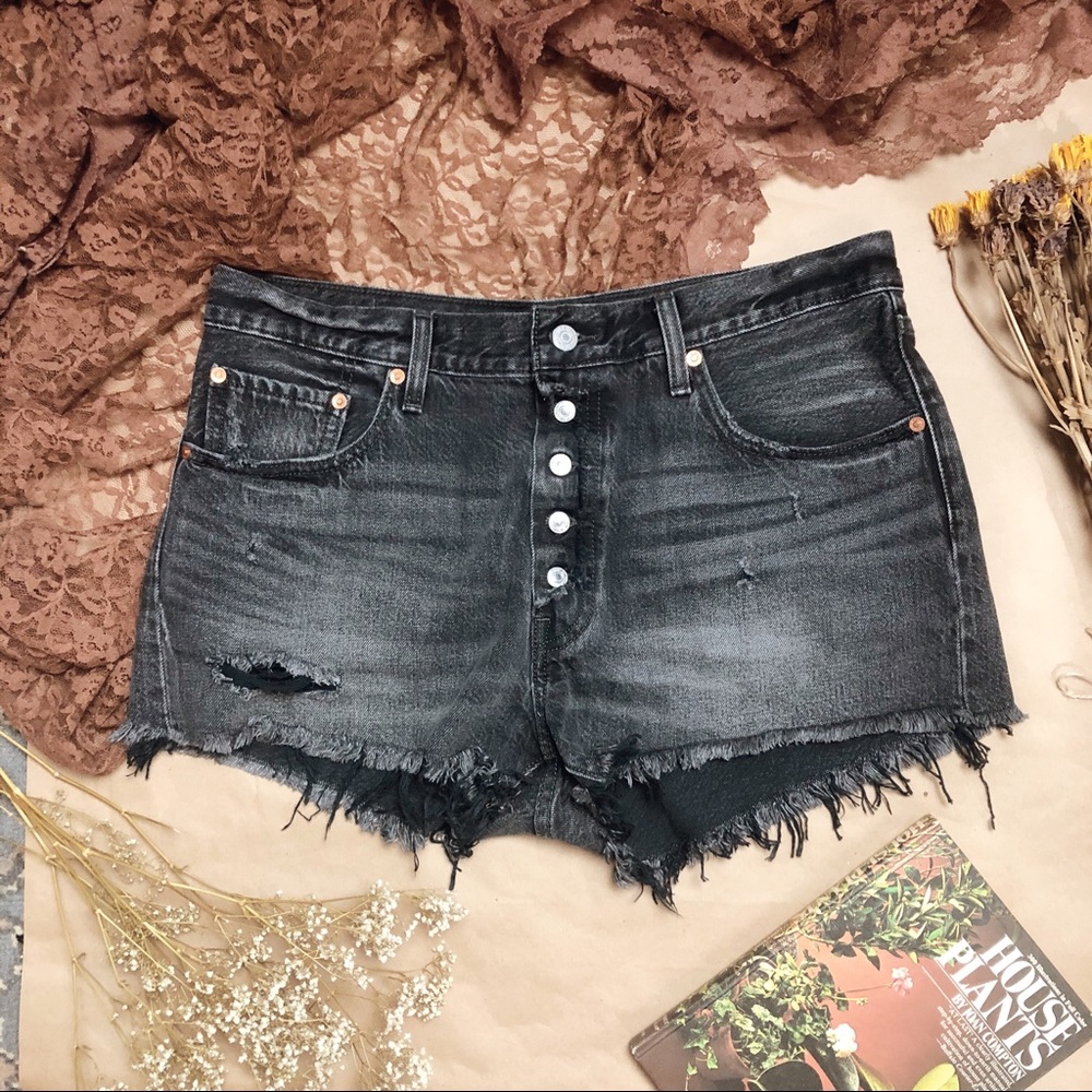 Low Rise Black Denim Shorts 003